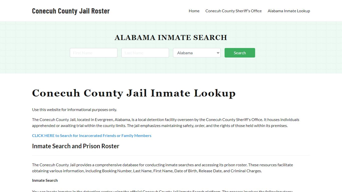 Conecuh County Jail Roster Lookup, AL, Inmate Search