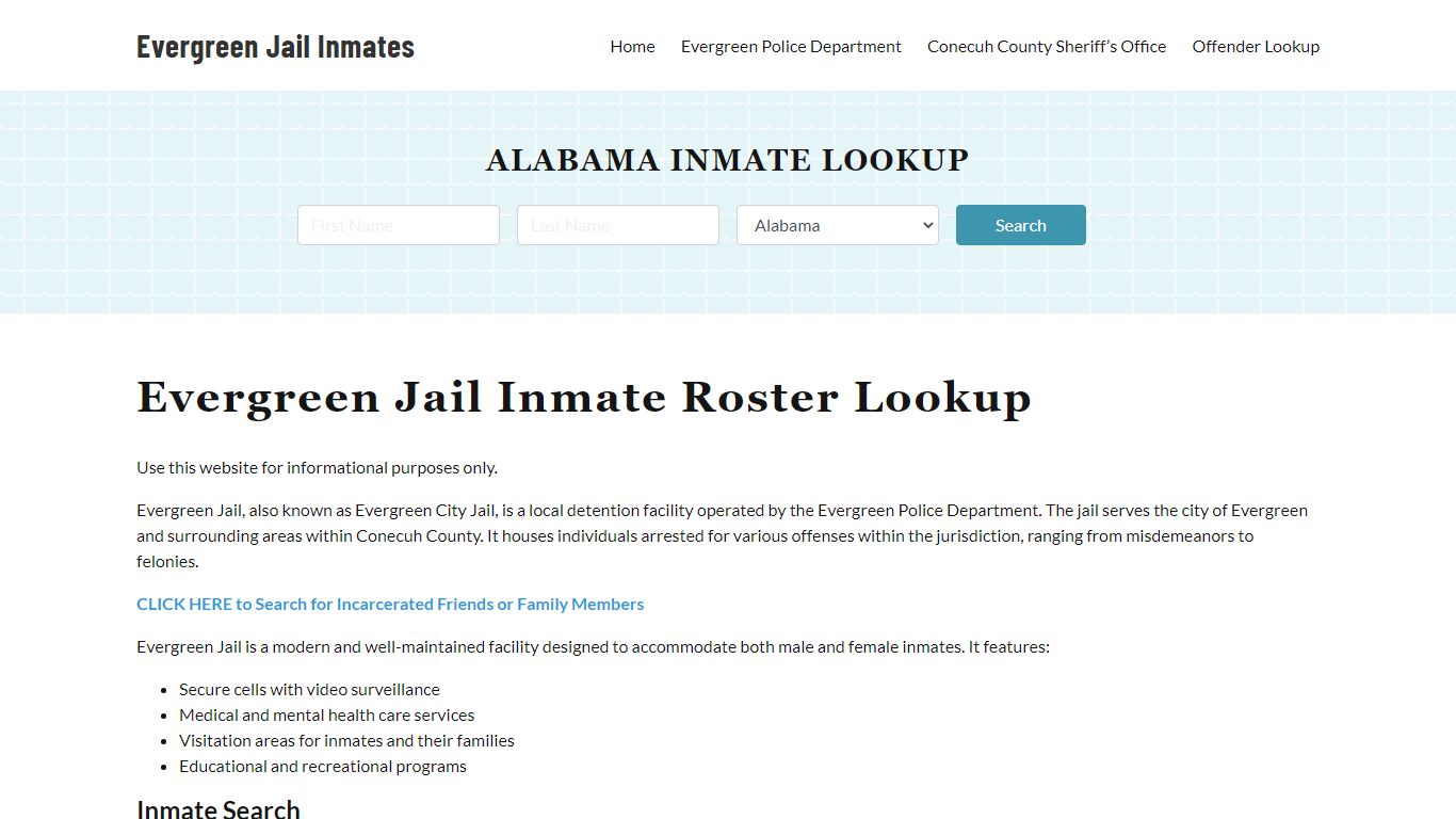 Evergreen Jail Inmate Roster, Conecuh County, AL, Offender Search