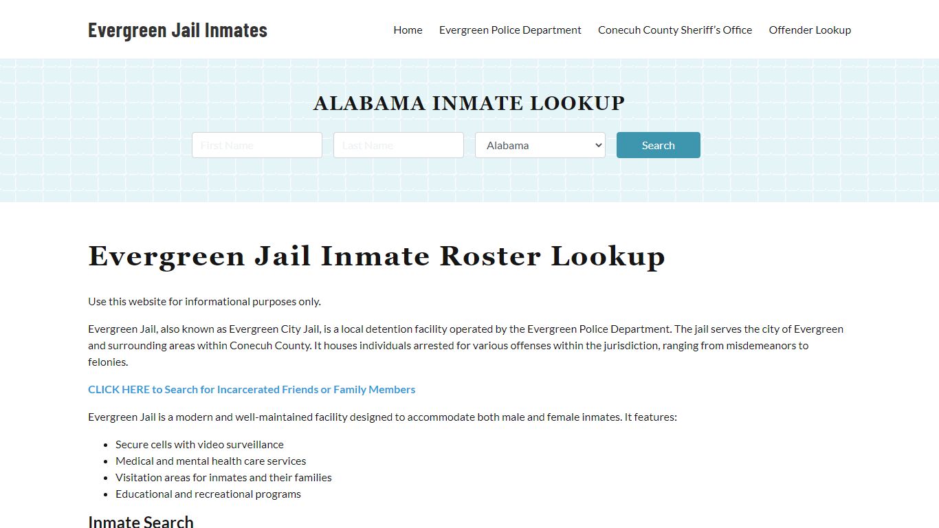 Evergreen Jail Inmate Roster, Conecuh County, AL, Offender Search